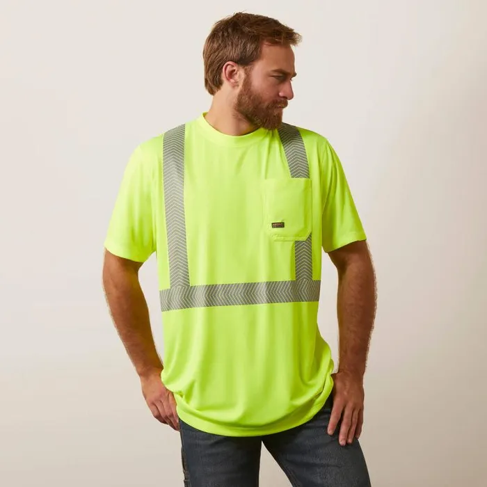 Men TShirts and Polos Ariat Rebar HiVis ANSI TShirt Hivis Yellow