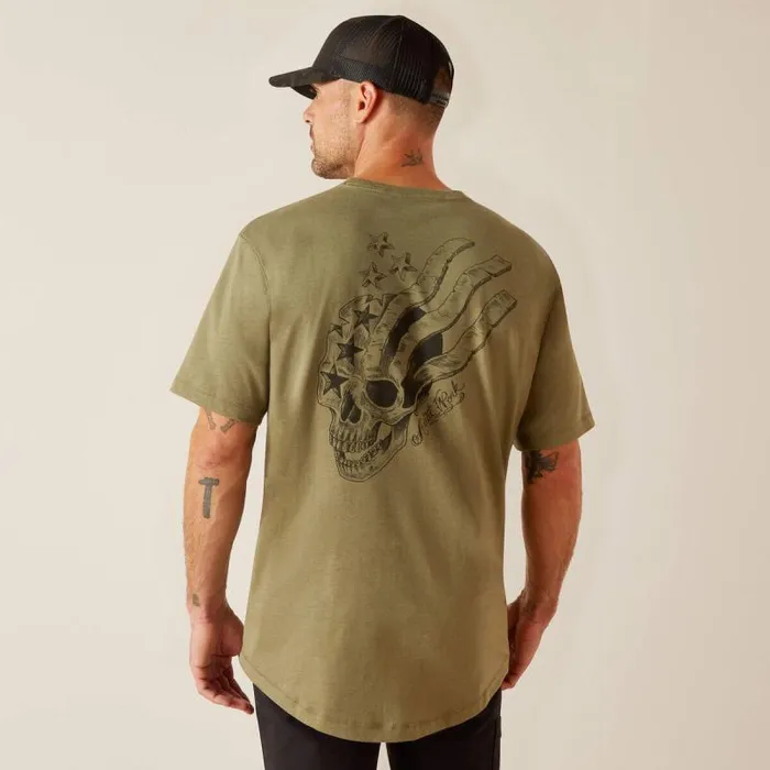 Men TShirts and Polos Ariat Rebar Workman American Scream Sage Heather