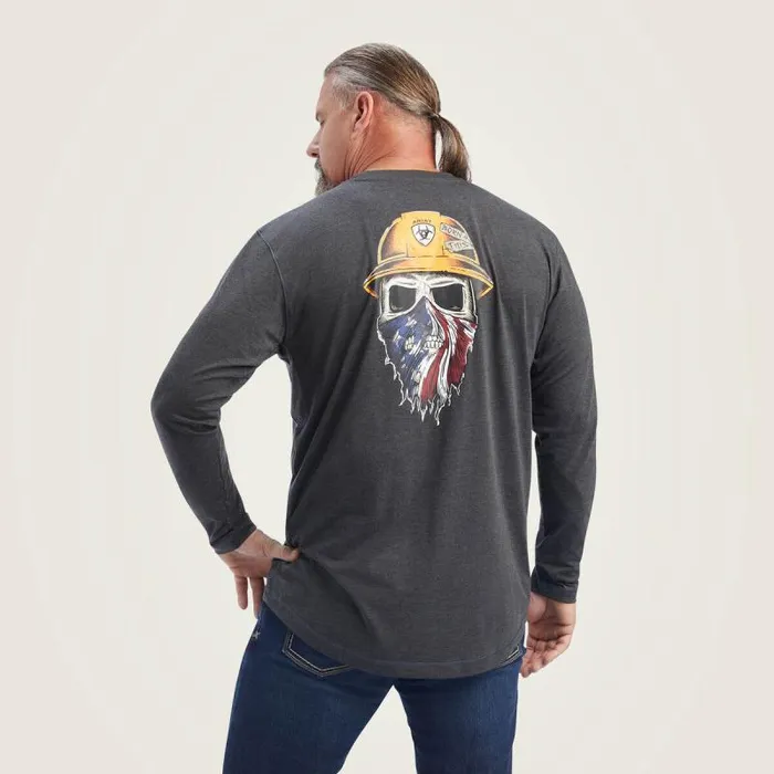 Men TShirts and Polos Ariat Rebar Workman Born For This Graphic TShirt Charcoal Heather