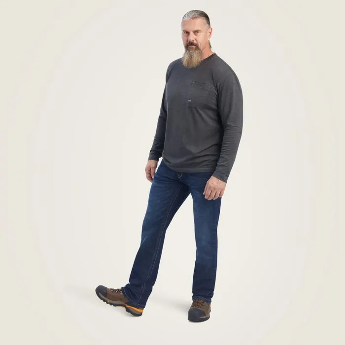 Men TShirts and Polos Ariat Rebar Workman Born For This Graphic TShirt Charcoal Heather