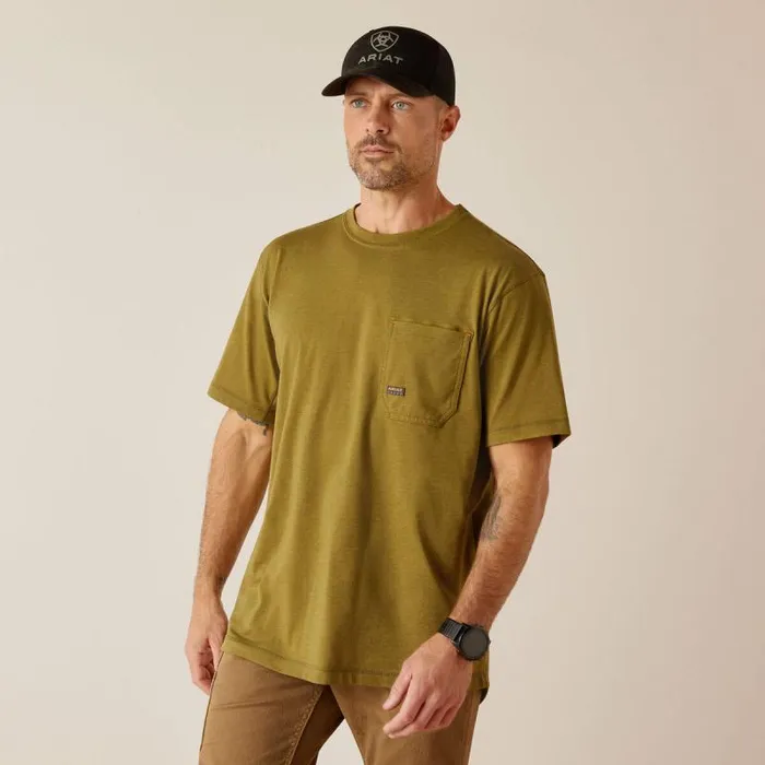 Men TShirts and Polos Ariat Rebar Workman Born For This TShirt Lichen Heather