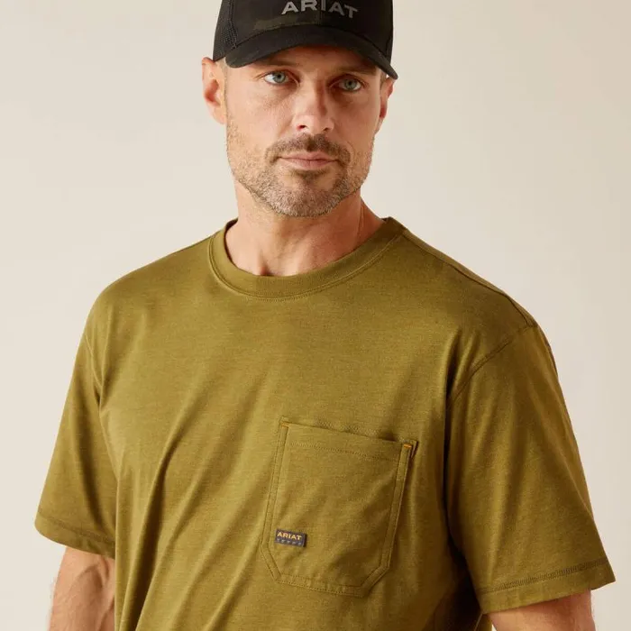 Men TShirts and Polos Ariat Rebar Workman Born For This TShirt Lichen Heather
