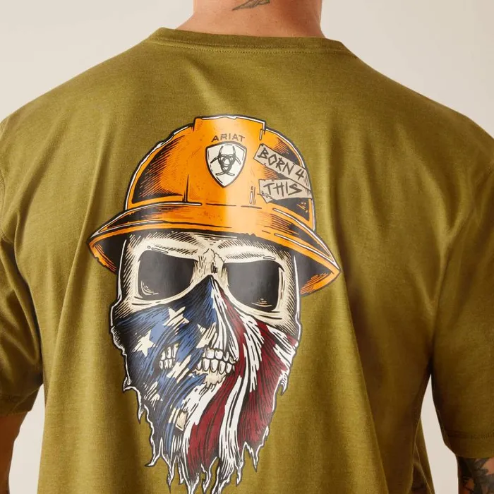 Men TShirts and Polos Ariat Rebar Workman Born For This TShirt Lichen Heather