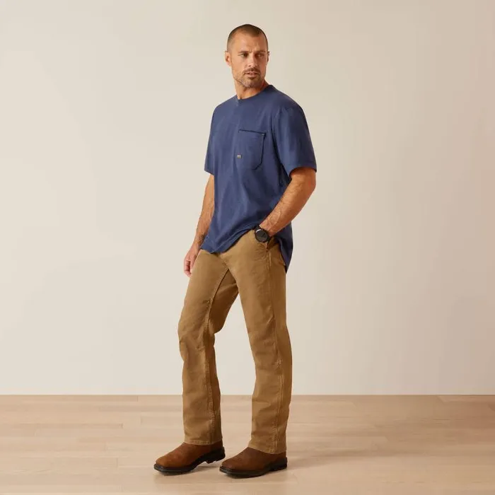 Men TShirts and Polos Ariat Rebar Workman Born For This TShirt Navy Heatherusa