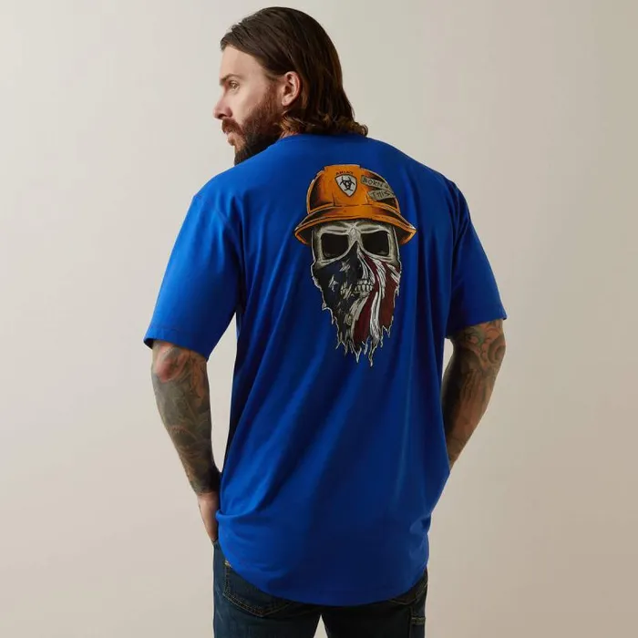Men TShirts and Polos Ariat Rebar Workman Born For This TShirt Royal Blue Heather
