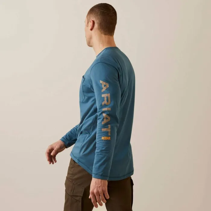 Men TShirts and Polos Ariat Rebar Workman Logo Indian Teal Tiger039s Eye Men TShirts and Polos Ariat Rebar Workman Logo Indian Teal Tiger039s Eye