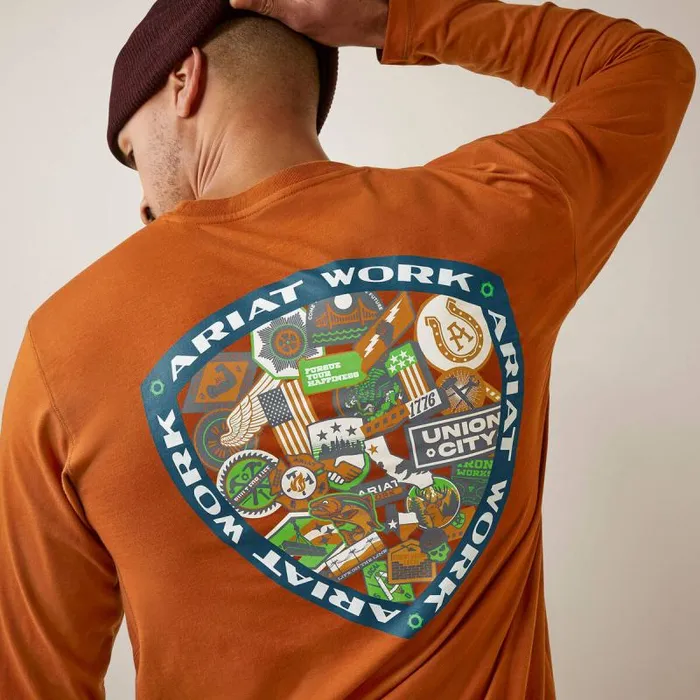 Men TShirts and Polos Ariat Rebar Workman Patches Carmel Cafe Men TShirts and Polos Ariat Rebar Workman Patches Carmel Cafe