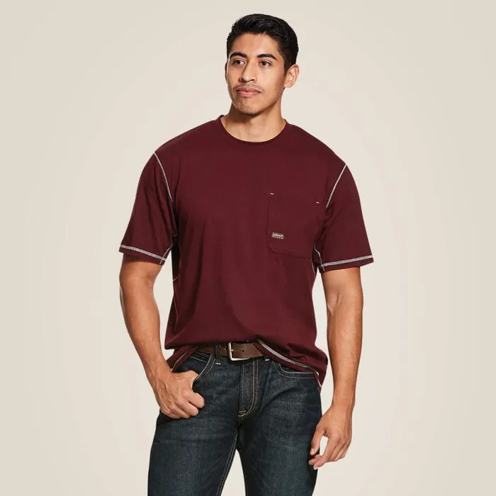 Men TShirts and Polos Ariat Rebar Workman TShirt Malbec
