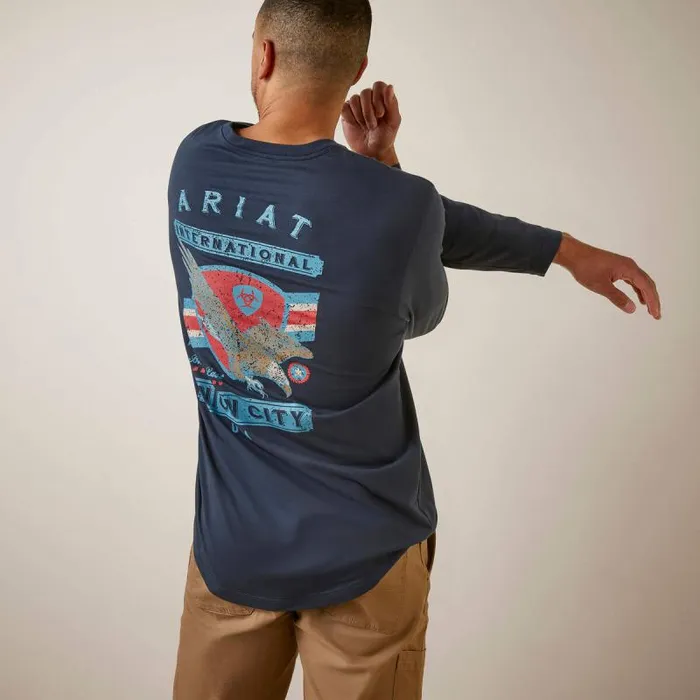 Men TShirts and Polos Ariat Rebar Workman Union Eagle Navy