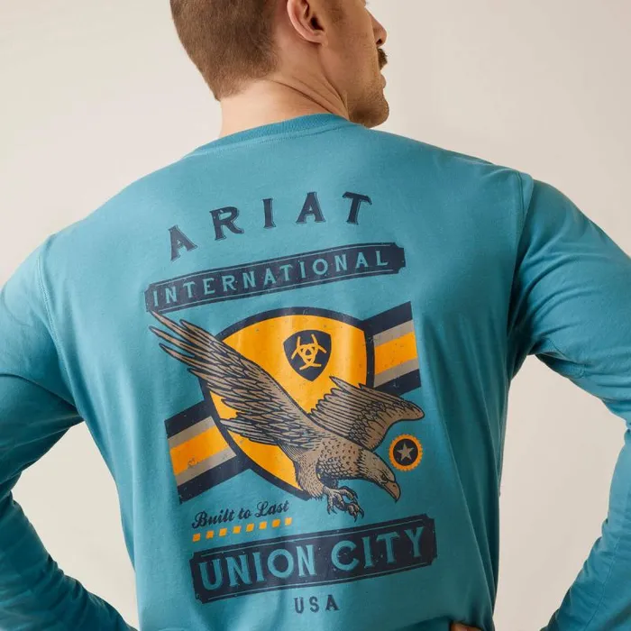 Men TShirts and Polos Ariat Rebar Workman Union Eagle Storm Blue Men TShirts and Polos Ariat Rebar Workman Union Eagle Storm Blue