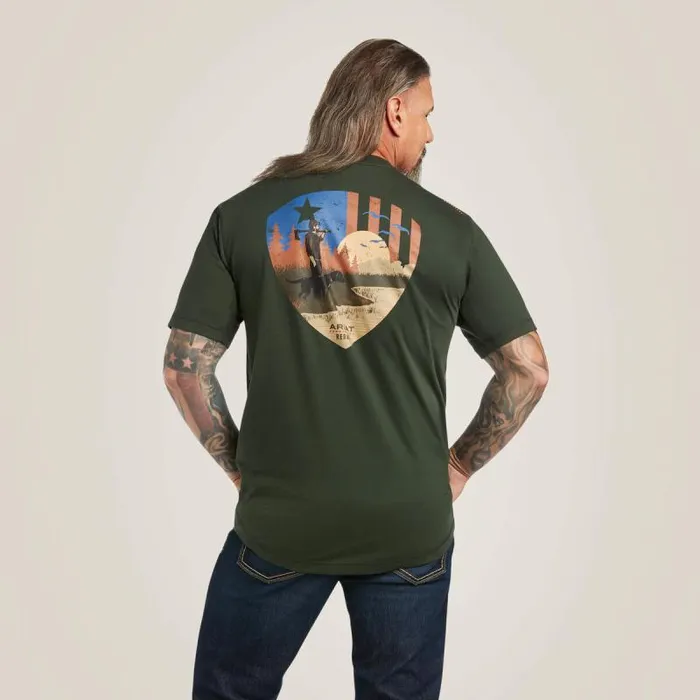 Men TShirts and Polos Ariat Rebar Workman Working Dog TShirt Deep Forest