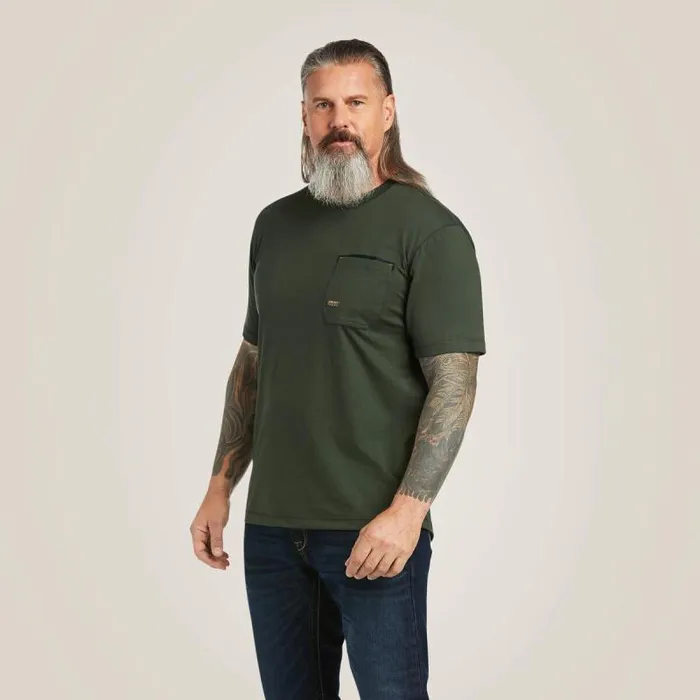 Men TShirts and Polos Ariat Rebar Workman Working Dog TShirt Deep Forest