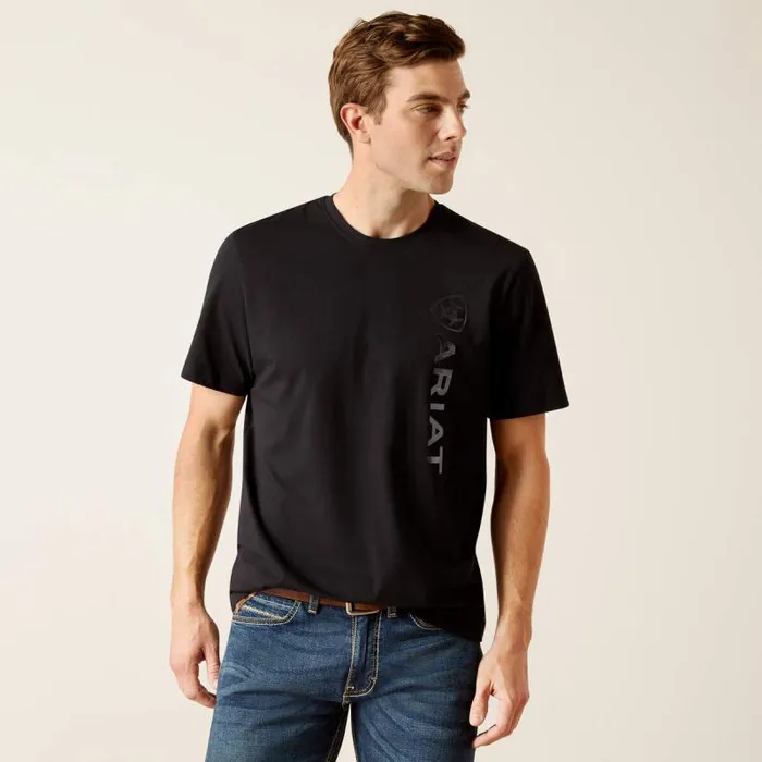 Men TShirts and Polos Ariat Vertical Logo TShirt Blackgray
