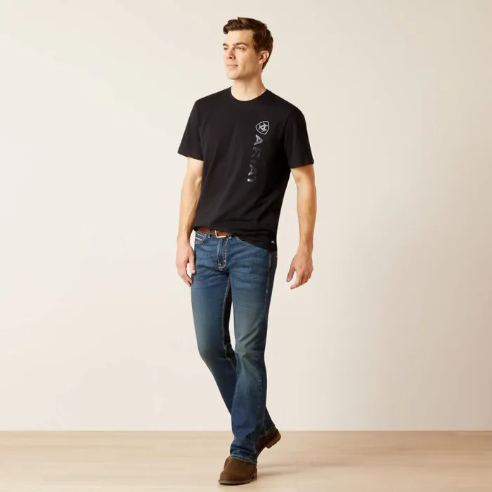 Men TShirts and Polos Ariat Vertical Logo TShirt Blackgray Men TShirts and Polos Ariat Vertical Logo TShirt Blackgray