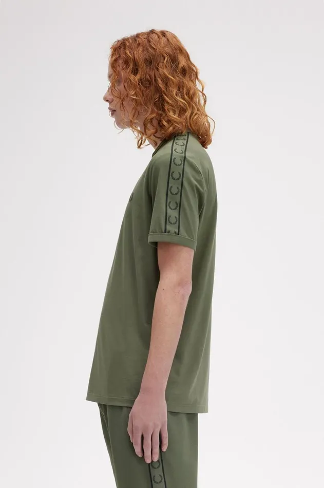 Men TShirts Fred Perry Contrast Tape Ringer TShirt Laurel Wreath Greennight Green