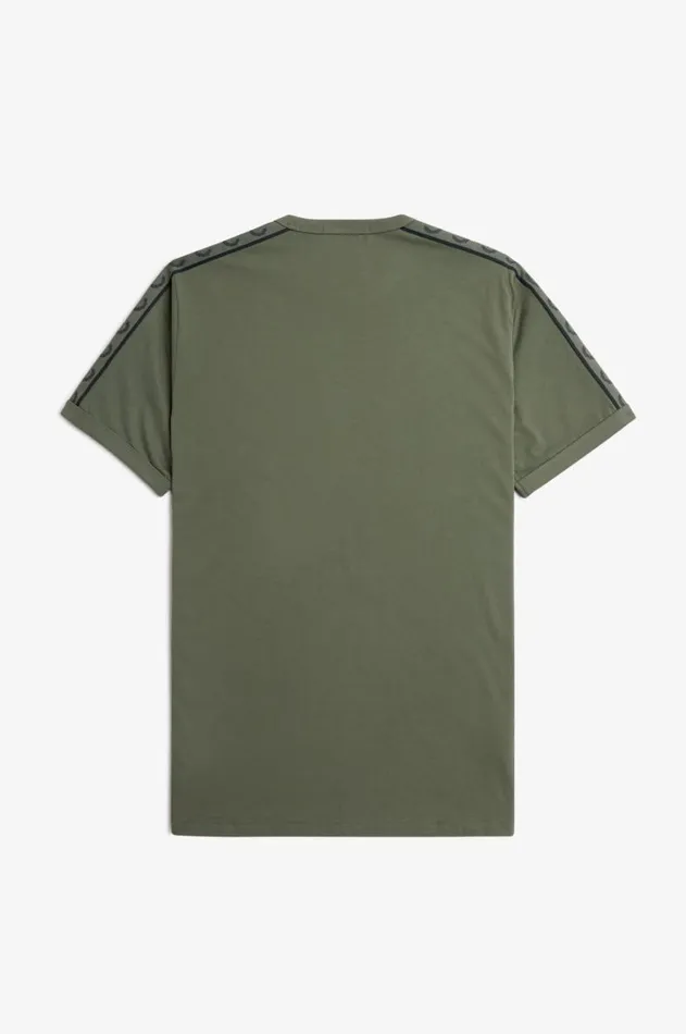 Men TShirts Fred Perry Contrast Tape Ringer TShirt Laurel Wreath Greennight Green