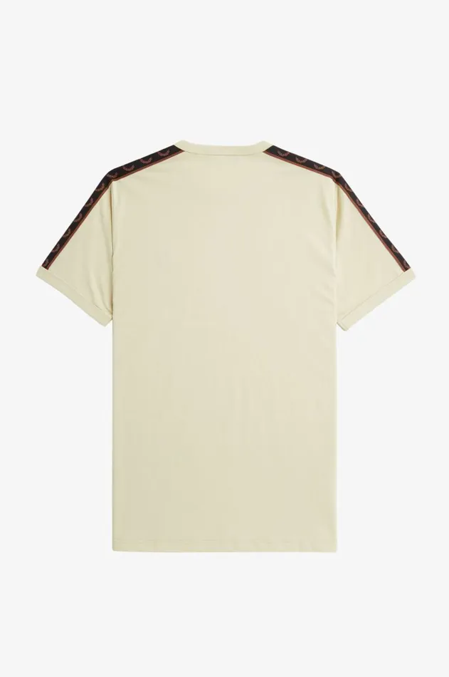 Men TShirts Fred Perry Contrast Tape Ringer TShirt Oatmealwhisky Brown