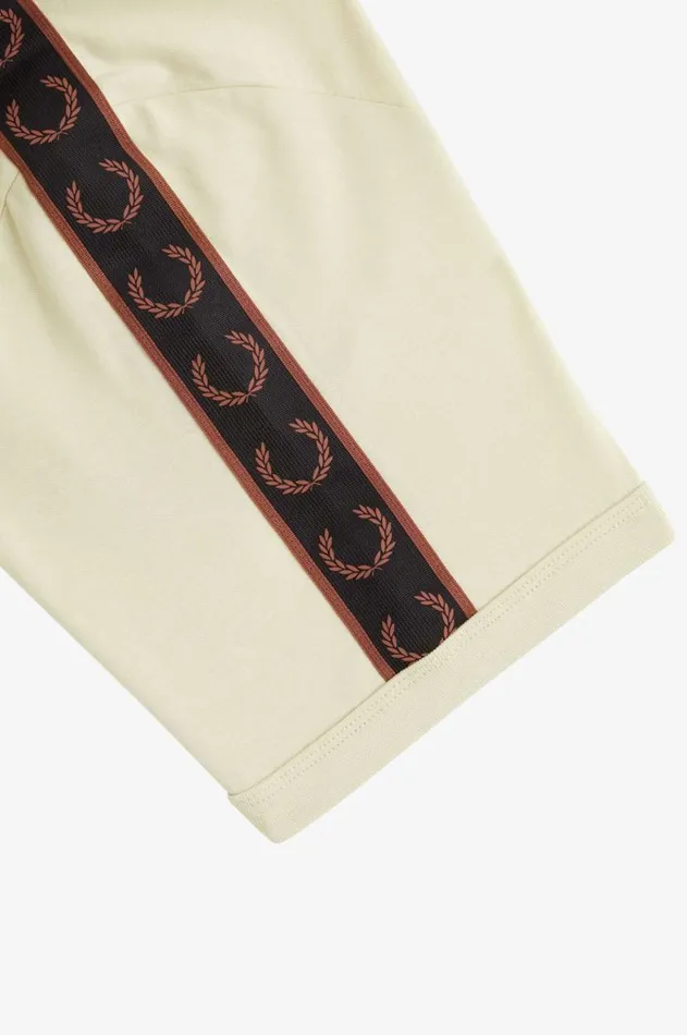 Men TShirts Fred Perry Contrast Tape Ringer TShirt Oatmealwhisky Brown