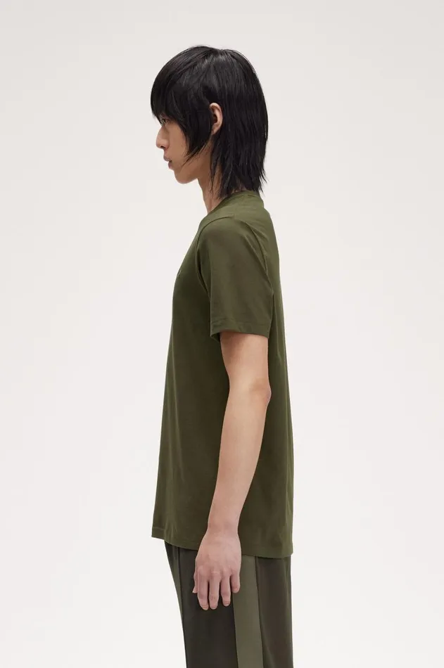 Men TShirts Fred Perry Crew Neck TShirt Hunting Greenlaurel Wreath Green