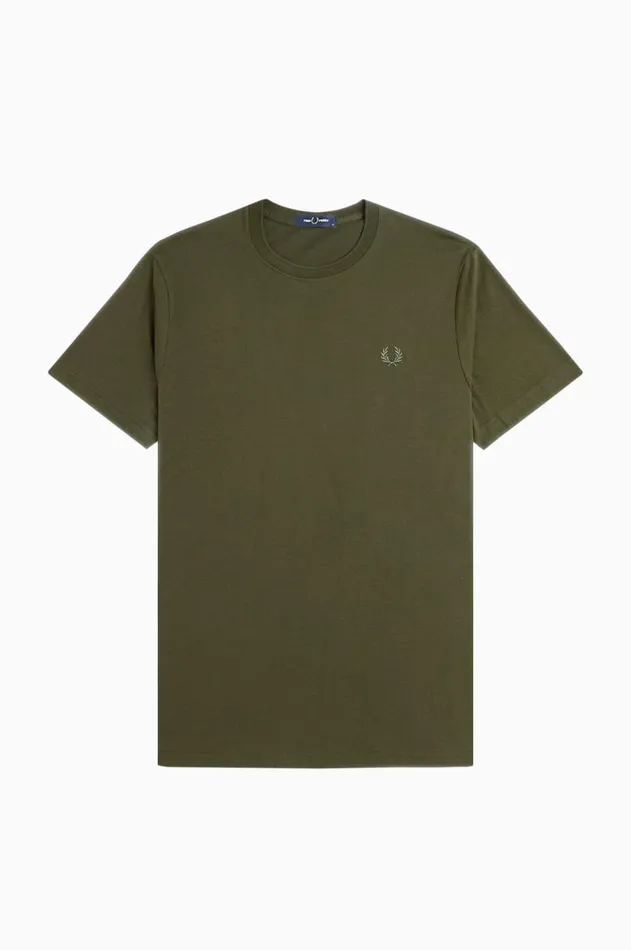 Men TShirts Fred Perry Crew Neck TShirt Hunting Greenlaurel Wreath Green