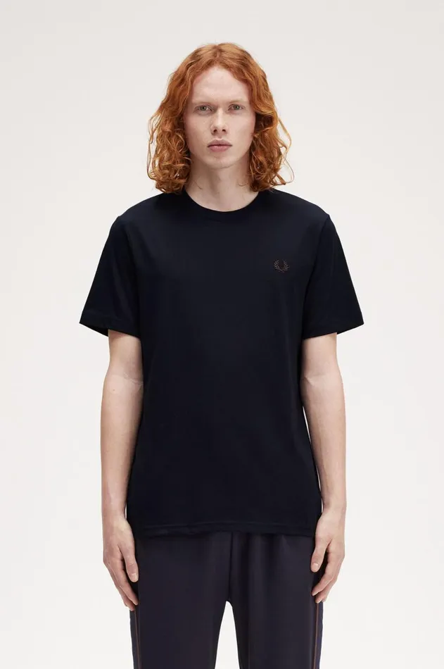 Men TShirts Fred Perry Crew Neck TShirt Navycarrington Brick