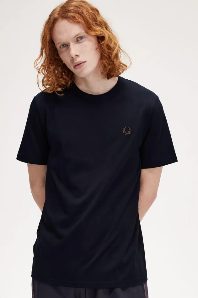 Men TShirts Fred Perry Crew Neck TShirt Navycarrington Brick