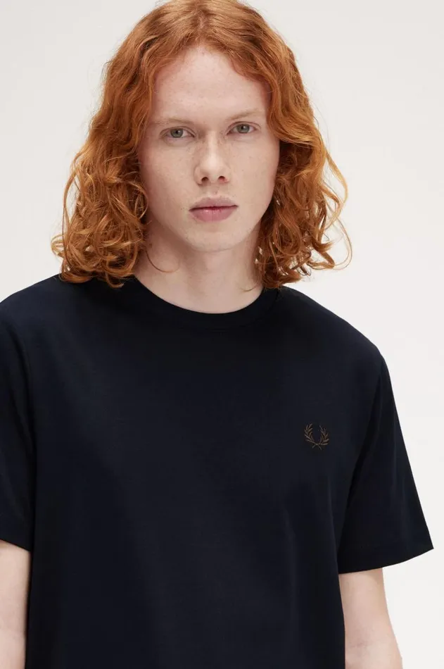 Men TShirts Fred Perry Crew Neck TShirt Navycarrington Brick