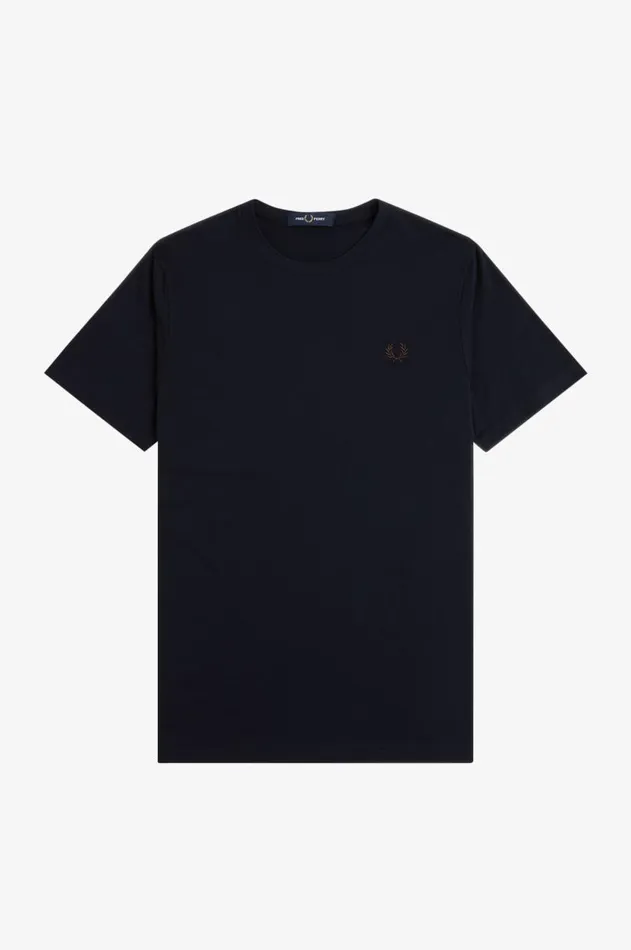 Men TShirts Fred Perry Crew Neck TShirt Navycarrington Brick