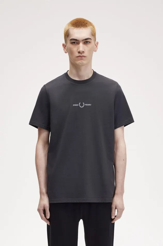 Men TShirts Fred Perry Embroidered TShirt Anchor Grey