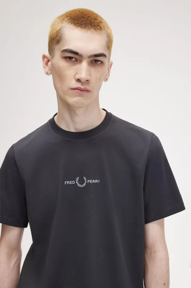 Men TShirts Fred Perry Embroidered TShirt Anchor Grey