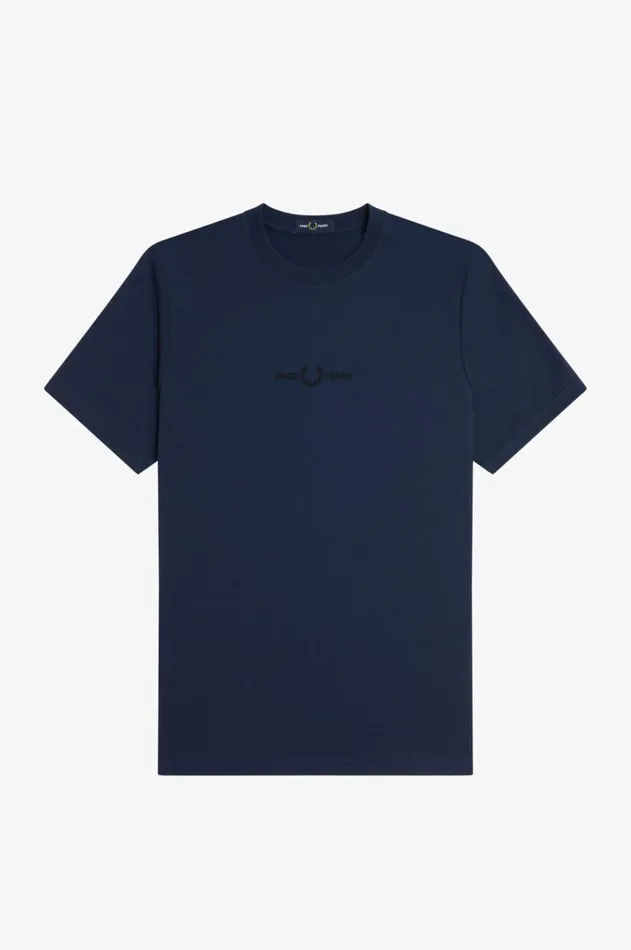 Men TShirts Fred Perry Embroidered TShirt Dark Carbon