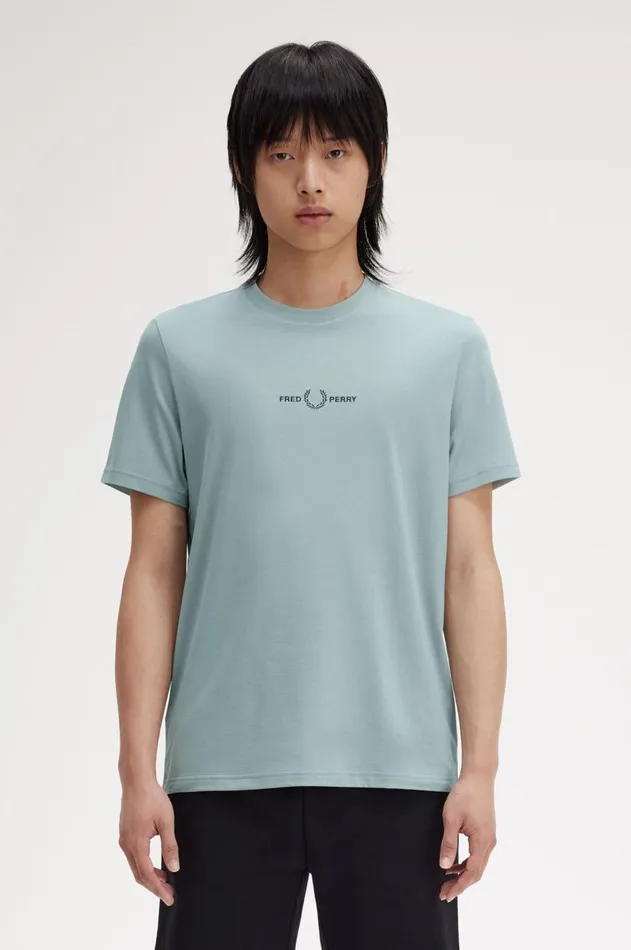 Men TShirts Fred Perry Embroidered TShirt Silver Blue