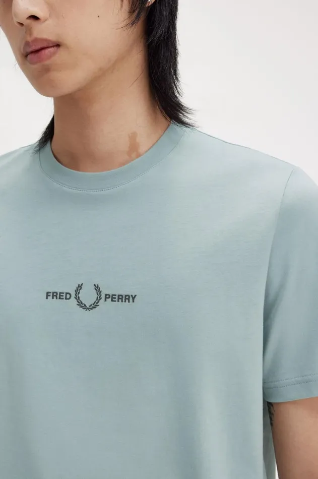 Men TShirts Fred Perry Embroidered TShirt Silver Blue