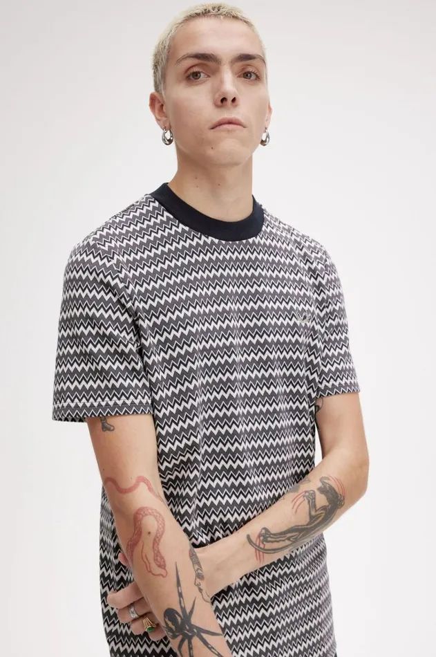 Men TShirts Fred Perry Jacquard TShirt Navy