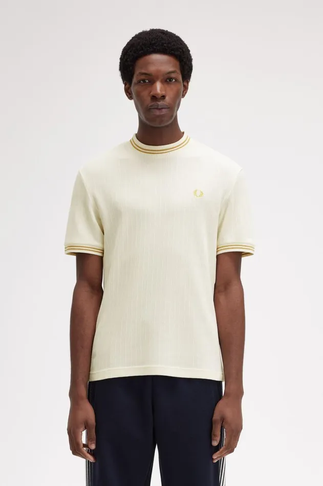 Men TShirts Fred Perry Ribbed Jersey TShirt Ecru