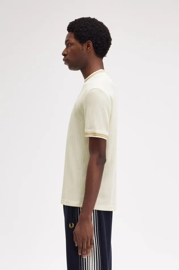 Men TShirts Fred Perry Ribbed Jersey TShirt Ecru