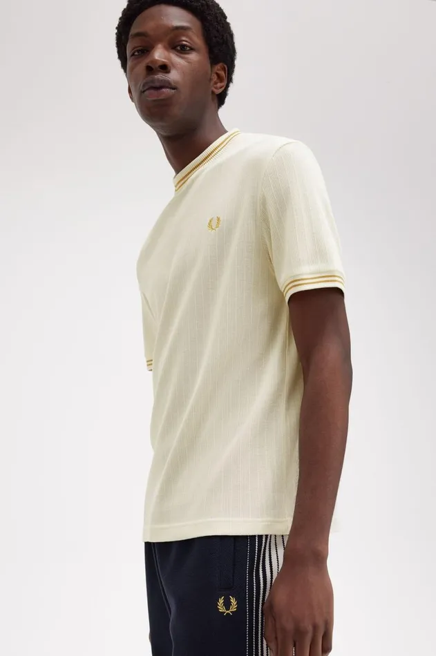 Men TShirts Fred Perry Ribbed Jersey TShirt Ecru