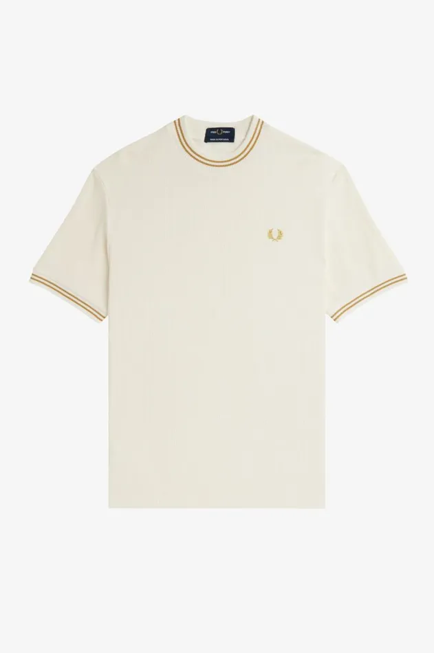 Men TShirts Fred Perry Ribbed Jersey TShirt Ecru