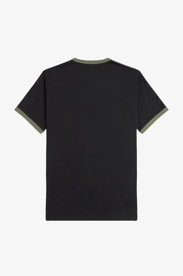Men TShirts Fred Perry Ringer TShirt Blacklaurel Wreath Green