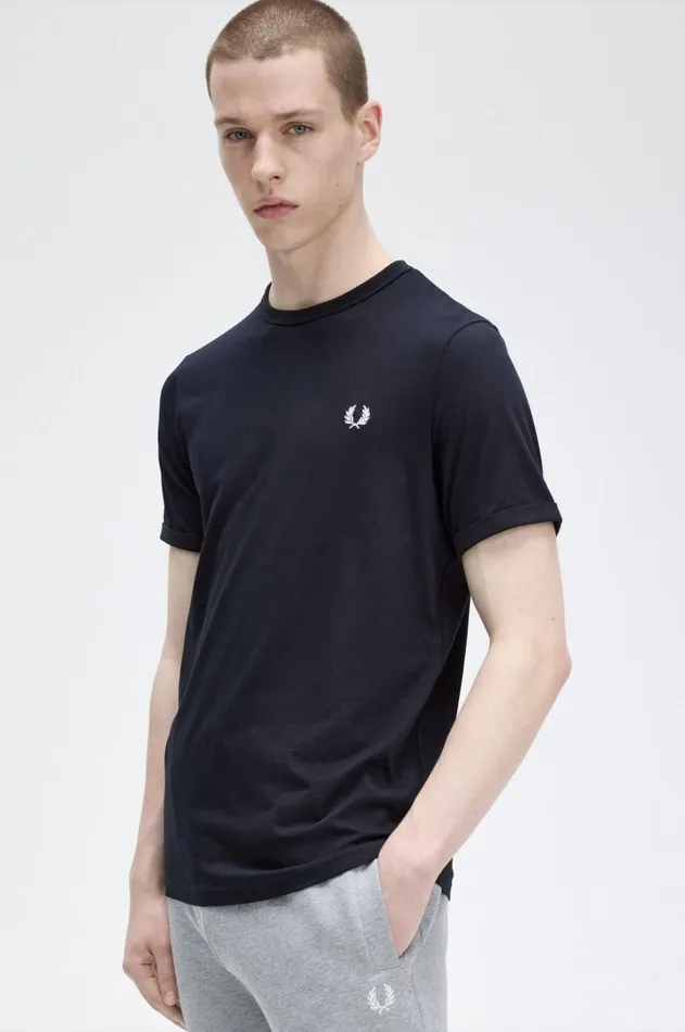 Men TShirts Fred Perry Ringer TShirt Navy