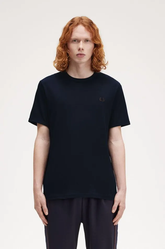 Men TShirts Fred Perry Ringer TShirt Navycarrington Brick