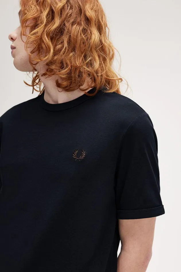 Men TShirts Fred Perry Ringer TShirt Navycarrington Brick