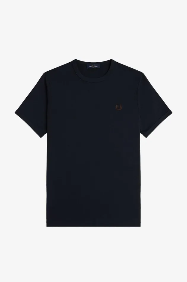 Men TShirts Fred Perry Ringer TShirt Navycarrington Brick