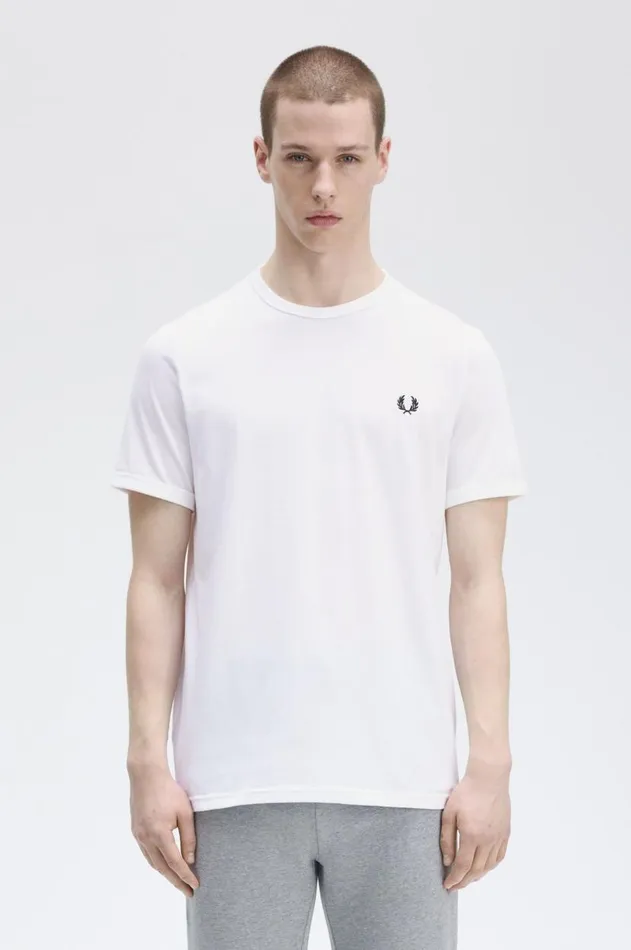 Men TShirts Fred Perry Ringer TShirt White