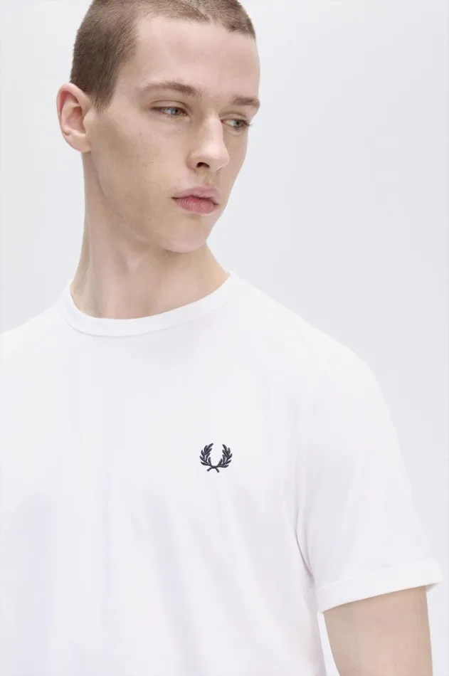 Men TShirts Fred Perry Ringer TShirt White