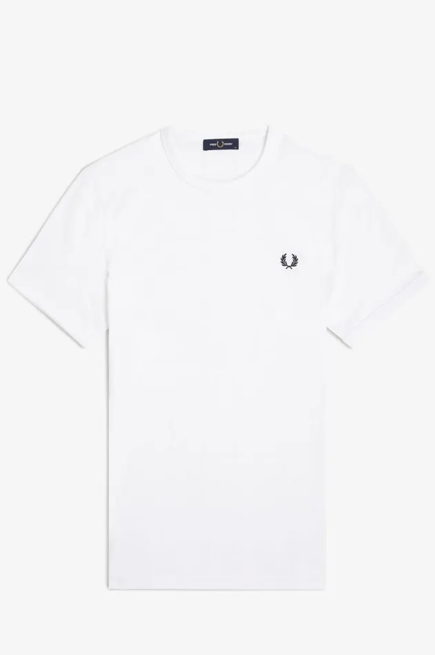 Men TShirts Fred Perry Ringer TShirt White