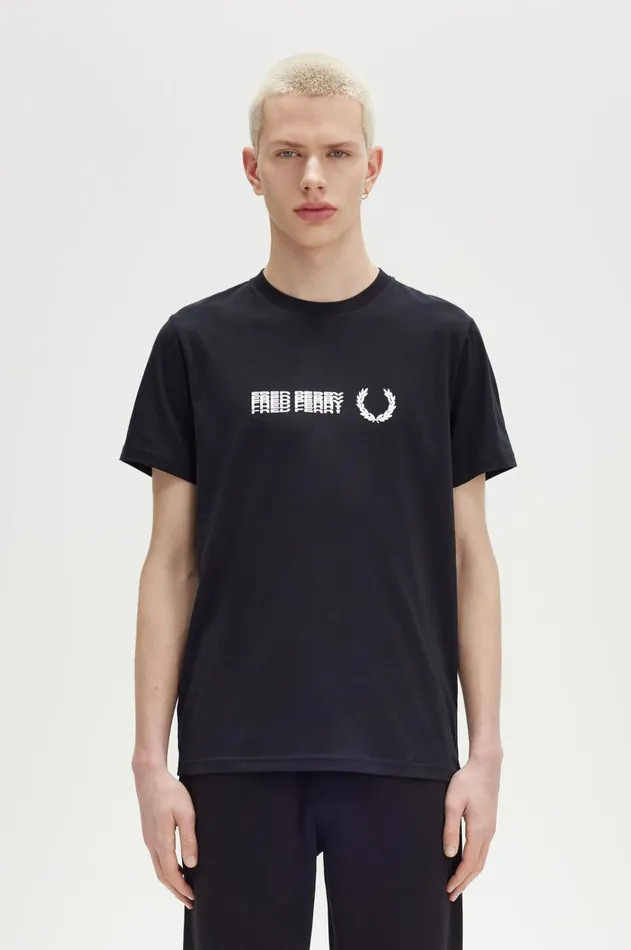 Men TShirts Fred Perry Split Graphic TShirt Black