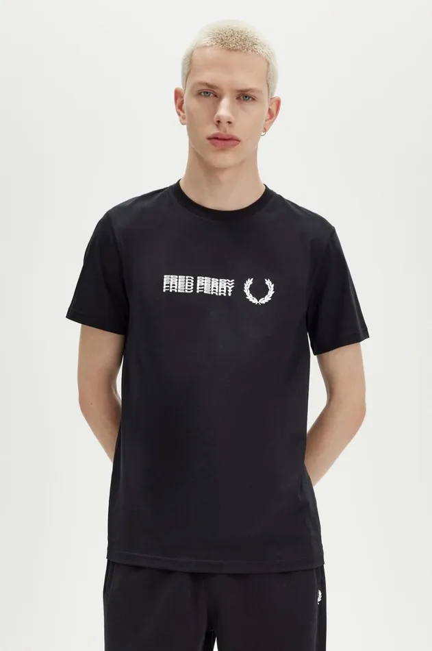 Men TShirts Fred Perry Split Graphic TShirt Black