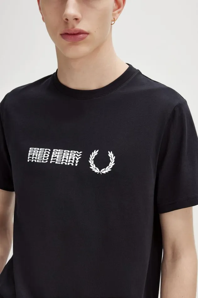 Men TShirts Fred Perry Split Graphic TShirt Black