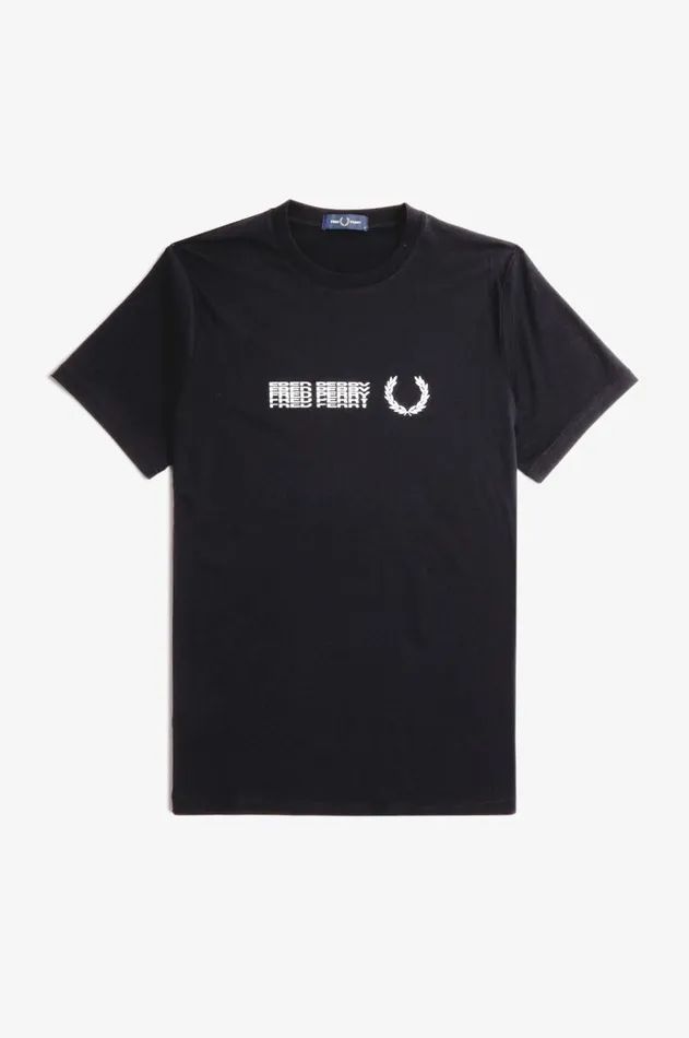Men TShirts Fred Perry Split Graphic TShirt Black